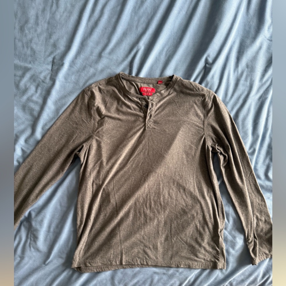 Bruno Milano Gray Long-Sleeve Henley – Refined European Minimalism - size m/l